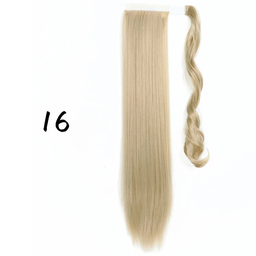 55cm Synthetic Long Straight Wrap Around Ponytail Clip In Hair Extension
