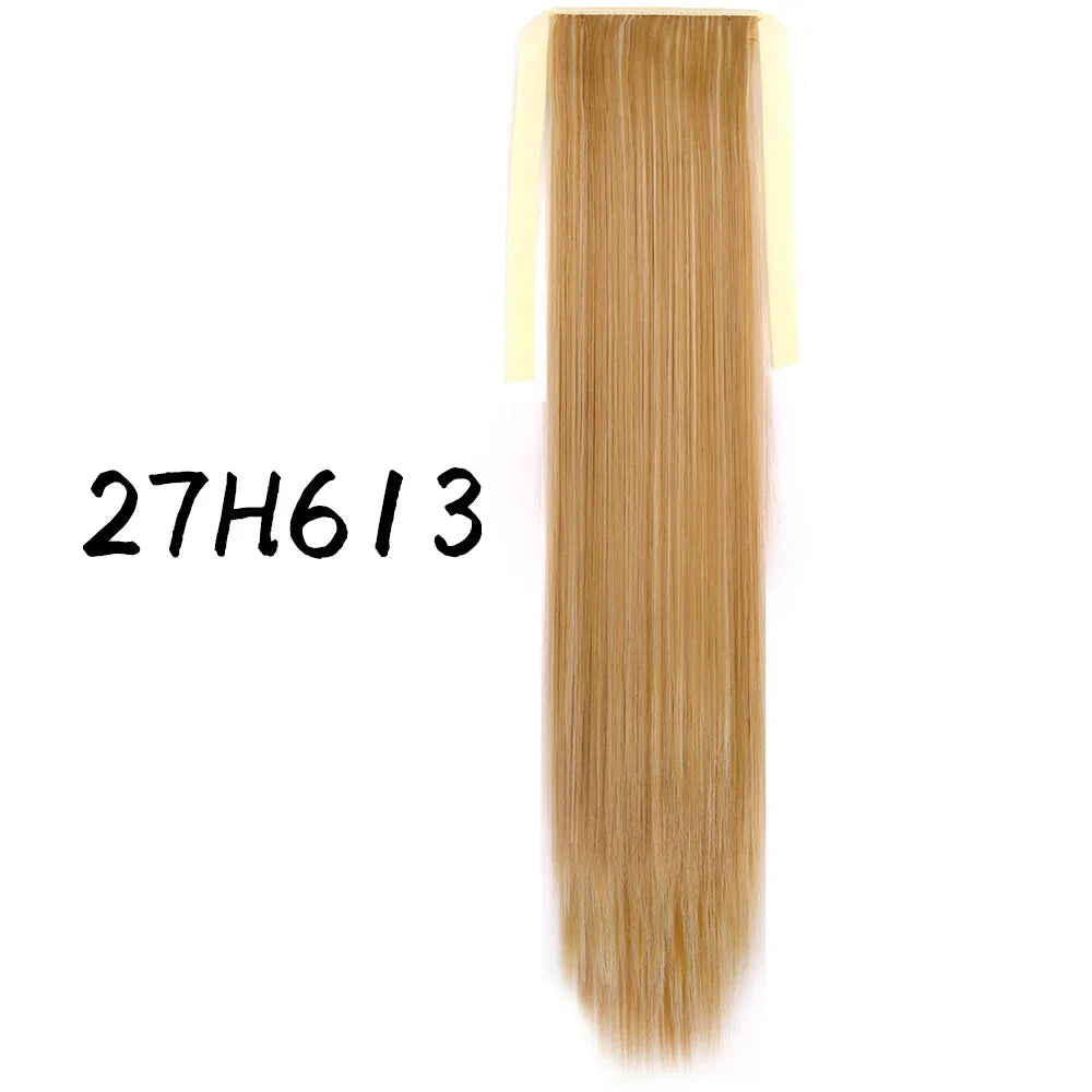 55cm Synthetic Long Straight Wrap Around Ponytail Clip In Hair Extension