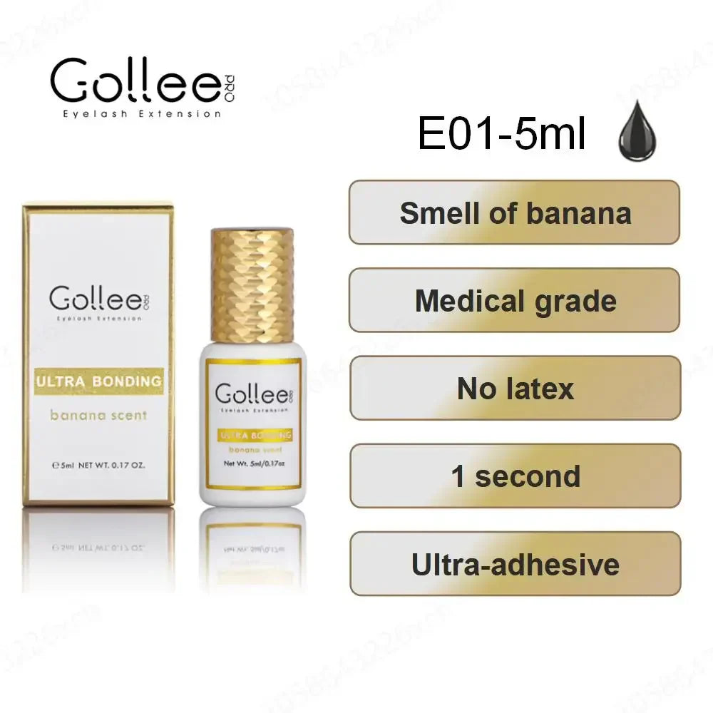 Gollee 5ml Eyelash Extension Glue 0.5 Second Fast Drying False Eye Lash Extension Glue Gollee Super Bonder Eyelash Glue Primer