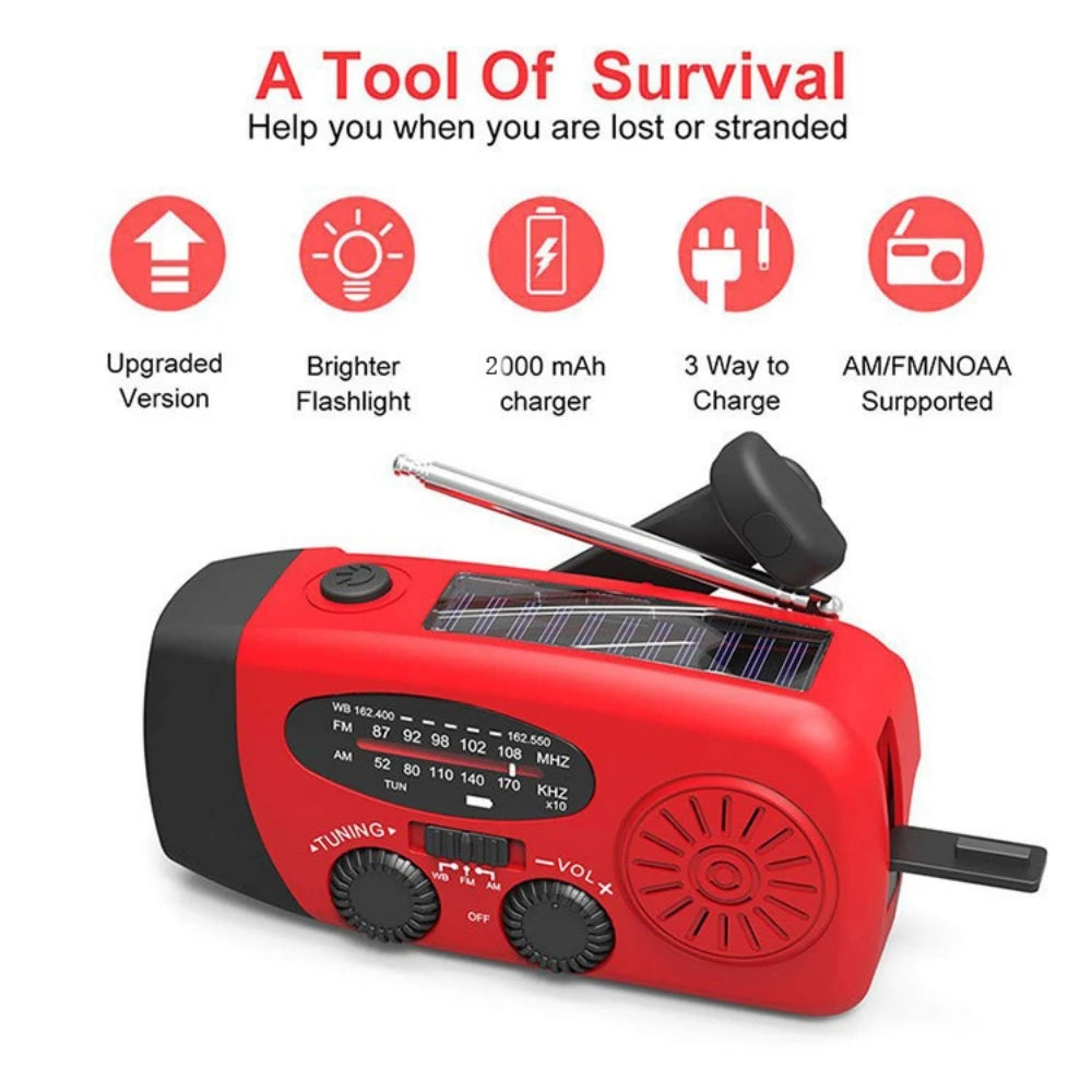 Multifunctional Solar Hand Crank Radio FM AM WB NOAA Weather Radio