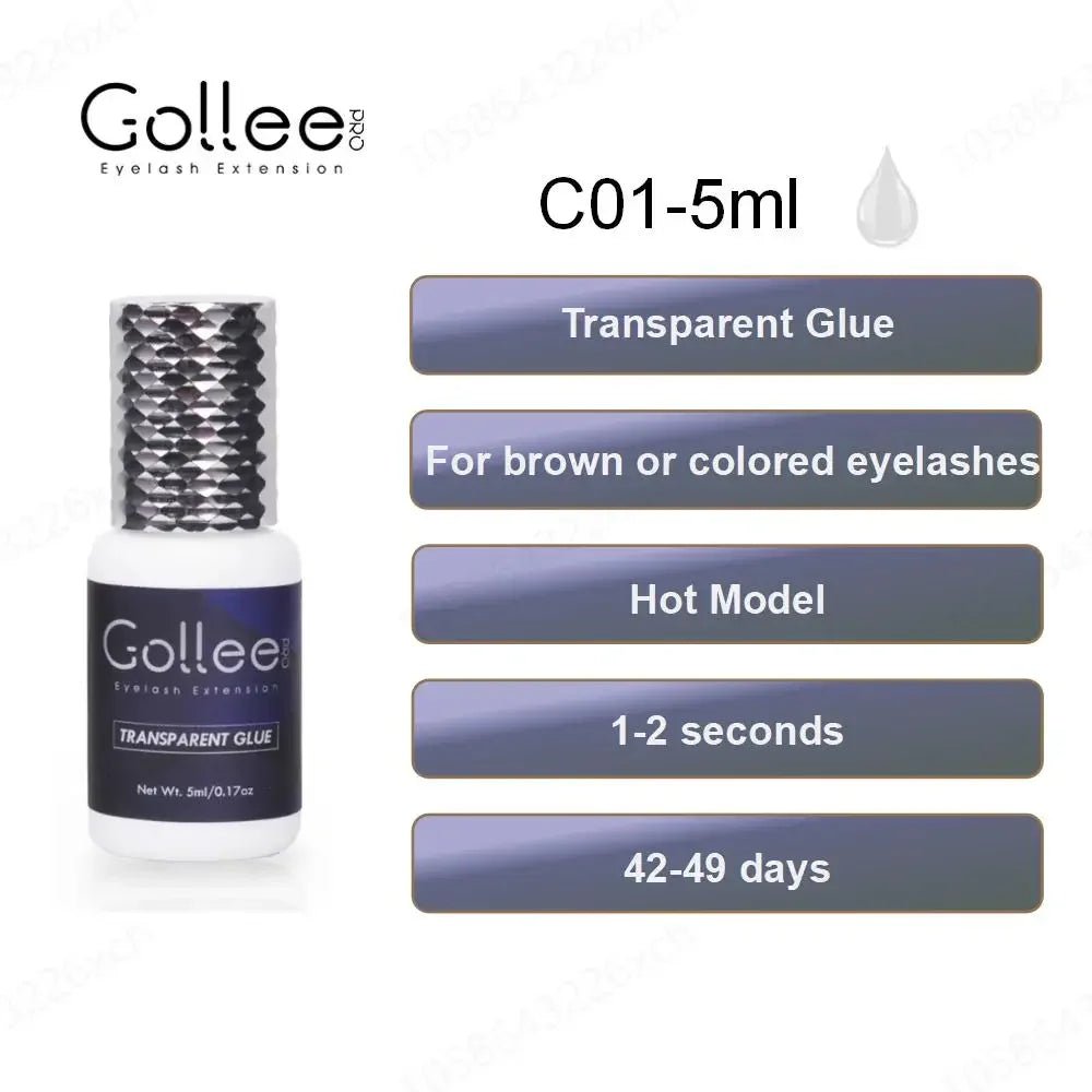 Gollee 5ml Eyelash Extension Glue 0.5 Second Fast Drying False Eye Lash Extension Glue Gollee Super Bonder Eyelash Glue Primer