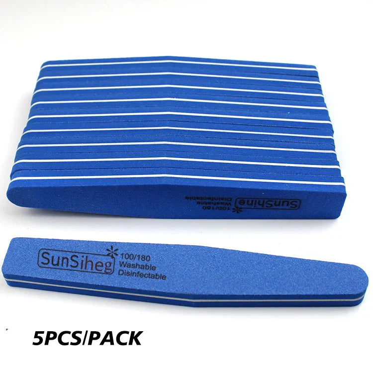 5 PCS/LOT Professional Nail Files Nail Buffer 100/180 Grit Sanding Polishing Grinding Manicure Nail Art Tools 6 Colors
