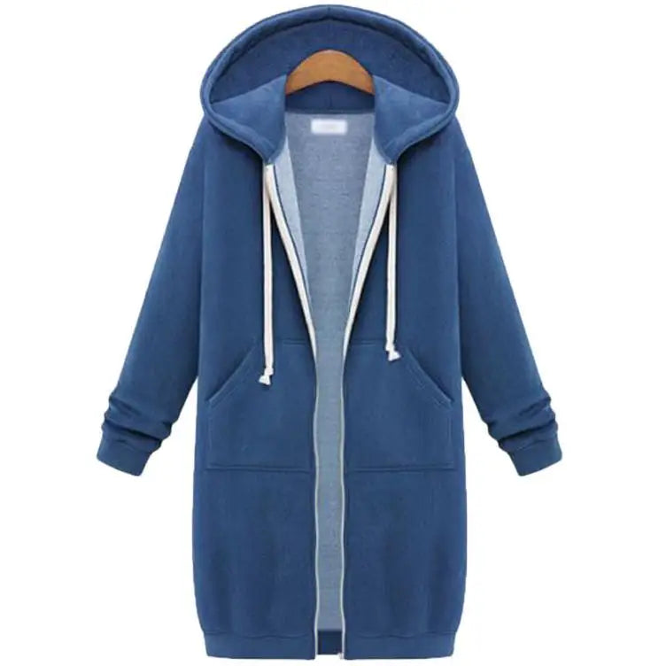 Women's Casual Versatile Mid Length Hooded Long Sleeve Hoodie Winter Jacket