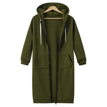 Women's Casual Versatile Mid Length Hooded Long Sleeve Hoodie Winter Jacket