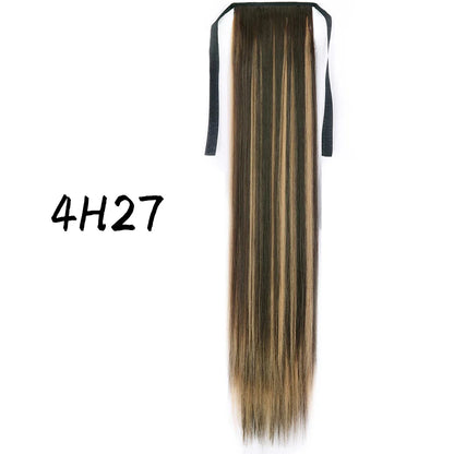 55cm Synthetic Long Straight Wrap Around Ponytail Clip In Hair Extension