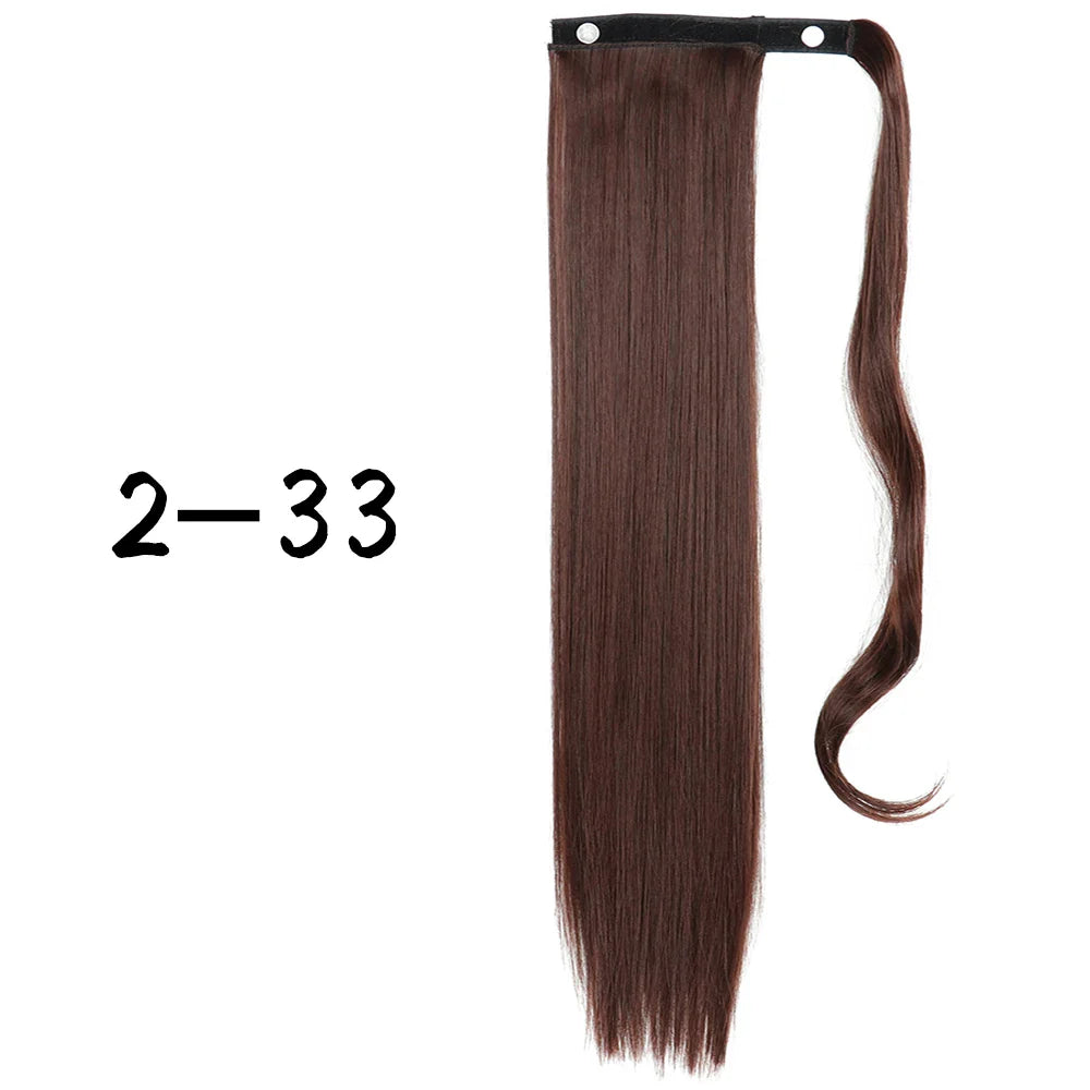 55cm Synthetic Long Straight Wrap Around Ponytail Clip In Hair Extension