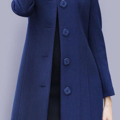 S-4XL Autumn Coat for Women Mid-Length Single-Breasted Solid Color Turn-Down Collar Elegant Soft Warm Winter Jacket