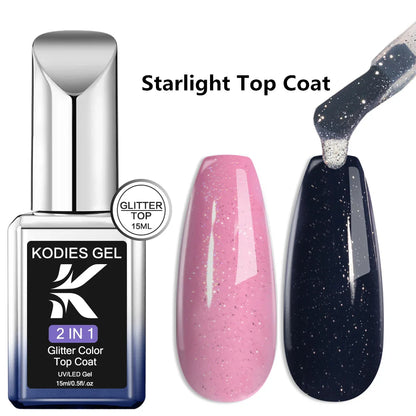Sparkling Glitter Top Coat No Wipe 15ML