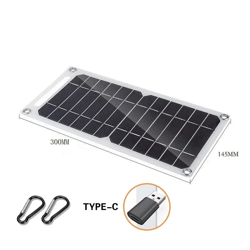 30W Solar Panel With USB Waterproof Outdoor Hiking and Camping Portable Battery Mobile Phone Charging Bank Charging Panel 6.8V