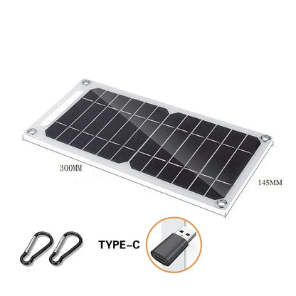30W Solar Panel With USB Waterproof Outdoor Hiking and Camping Portable Battery Mobile Phone Charging Bank Charging Panel 6.8V
