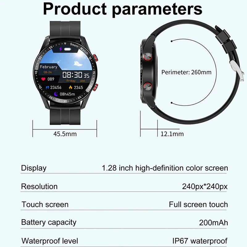 EKG+PPG Bluetooth-samtal Smartklocka Herr Laserhälsa Blodtryck - SmartnessBuyShop 