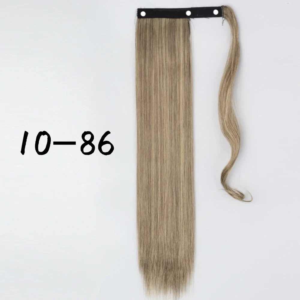 55cm Synthetic Long Straight Wrap Around Ponytail Clip In Hair Extension