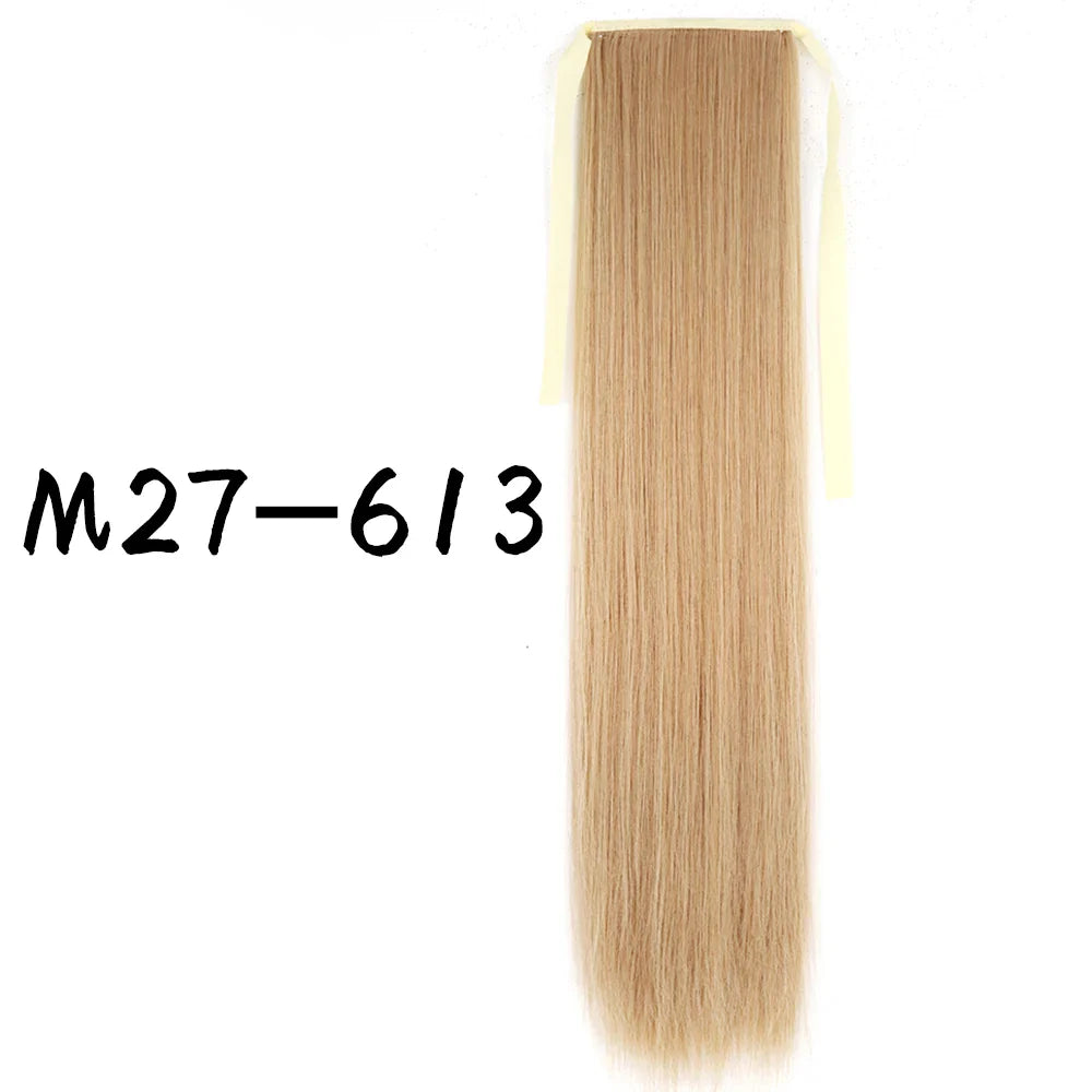 55cm Synthetic Long Straight Wrap Around Ponytail Clip In Hair Extension