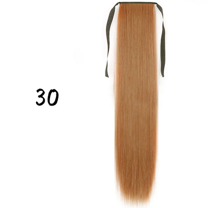 55cm Synthetic Long Straight Wrap Around Ponytail Clip In Hair Extension