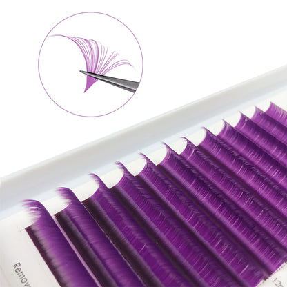 Colorful Lashes Purple Blue Brown Green Red Pink Yellow Easy Fan Eyelash Extensions Colored Faux Mink Lashes Makeup