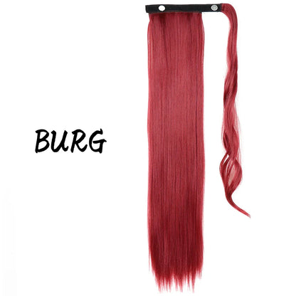 55cm Synthetic Long Straight Wrap Around Ponytail Clip In Hair Extension