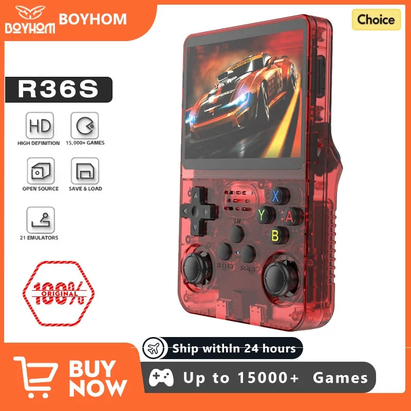 Retro Handheld Game Console with Linux System and 3.5 Inch IPS Screen BOYHOM NEW R36S 