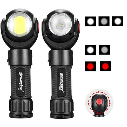 SKYWOLFEYE 360° Rotatable USB Rechargeable LED Flashlight with Magnet and COB Work Light