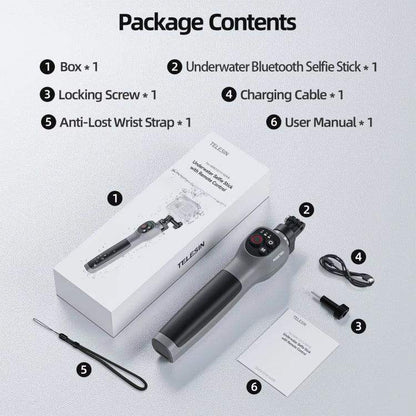 Telesin Selfie Stick Waterproof - 250-850mm with Remote for GoPro Hero13/12/11/Mini/10/9/8 Black / Max