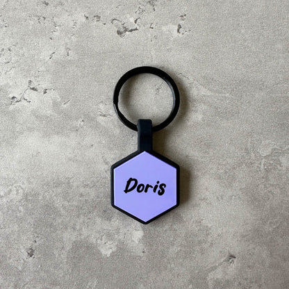 Purple dog name tag - Font Tea