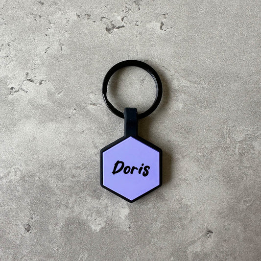 Purple dog name tag - Font Tea