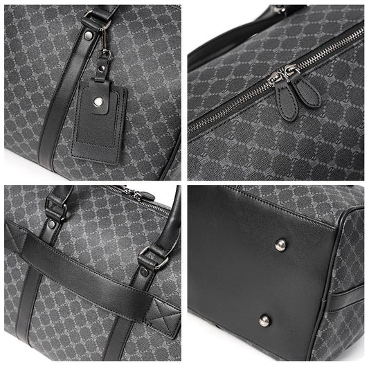 Weekendbag i PU-läder, grå, avtagbar axelrem