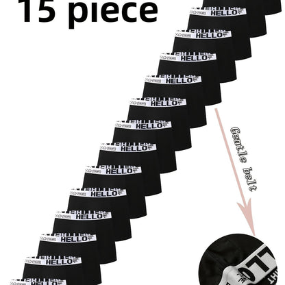 15-pack of men's underwear in solid colors