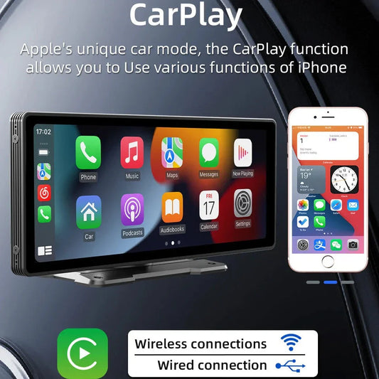 CarScreen 10.26" – Wireless CarPlay/Android Auto + Free Rear View Camera
