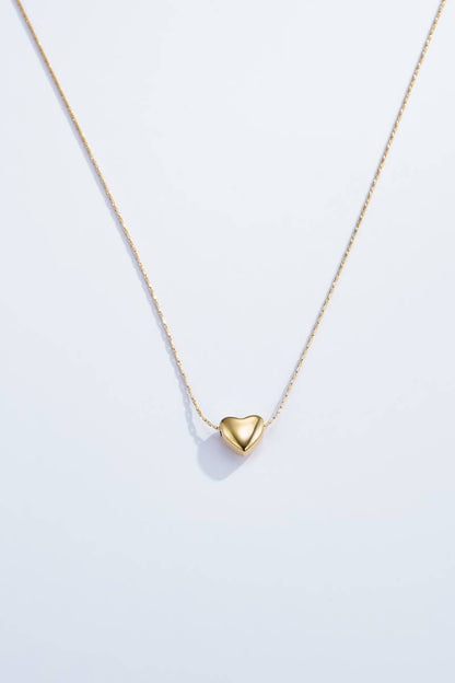 Hjärtsten Halsband i Guld eller Silver - Elegant 3D Hjärtberlock