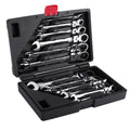 Pro Spanner Wrench Ratchet Polerad Set Kit Metrisk 8-19mm Bilverktyg