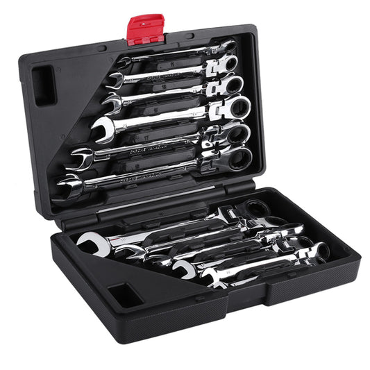 Pro Spanner Wrench Ratchet Polerad Set Kit Metrisk 8-19mm Bilverktyg
