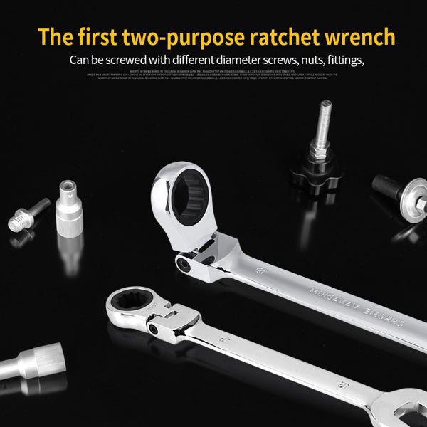 Pro Spanner Wrench Ratchet Polerad Set Kit Metrisk 8-19mm Bilverktyg