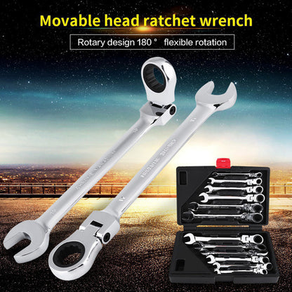 Pro Spanner Wrench Ratchet Polerad Set Kit Metrisk 8-19mm Bilverktyg